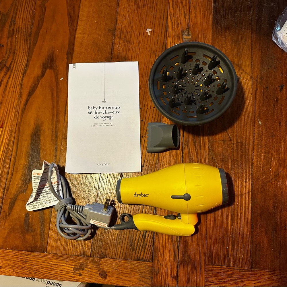 Drybar Baby Buttercup Foldable Compact Hair Dryer and Diffuser Yellow